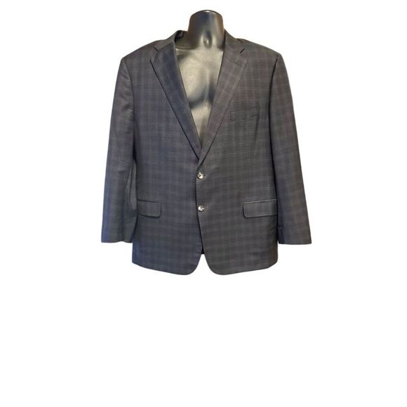 Hickey Freeman Other - Hickey Freeman New York Traveler Wool Blend Grey Plaid Blazer Jacket Size 46R